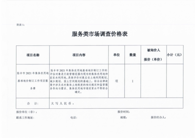 陸豐市2021年集體農(nóng)用地基準地價制訂項目服務(wù)費市場詢價調(diào)查技術(shù)推廣服務(wù)